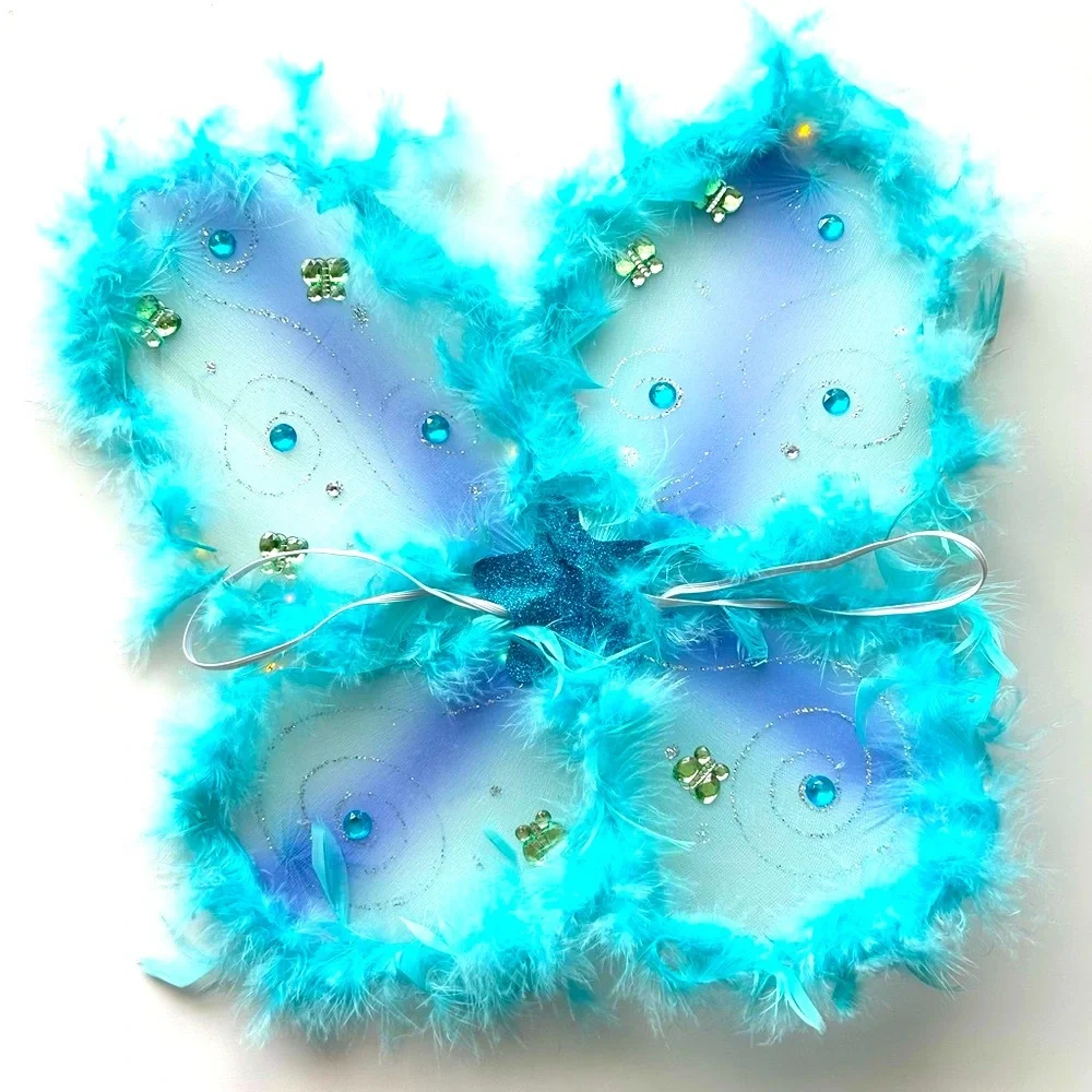 Costume Blue Fairy Butterfly Birthday Halloween Angel Wings w/Lights